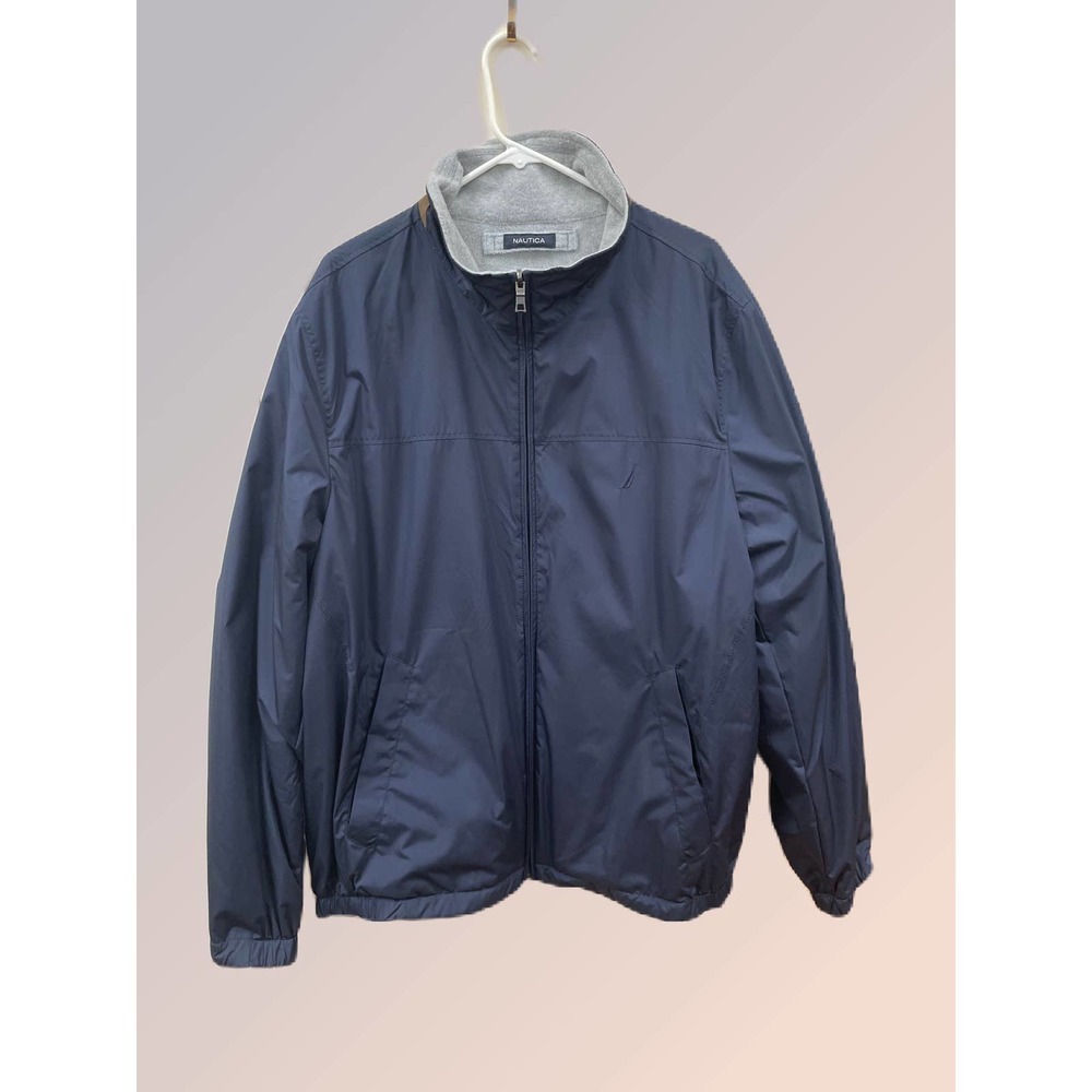 Mens Nautica Windbreaker Jacket Collared Zip Up Navy Blue XL